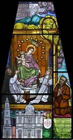 A Nazaret una vetrata con la Madonna di Pompei