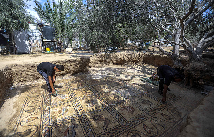Un pregevole mosaico bizantino riaffiora a Gaza