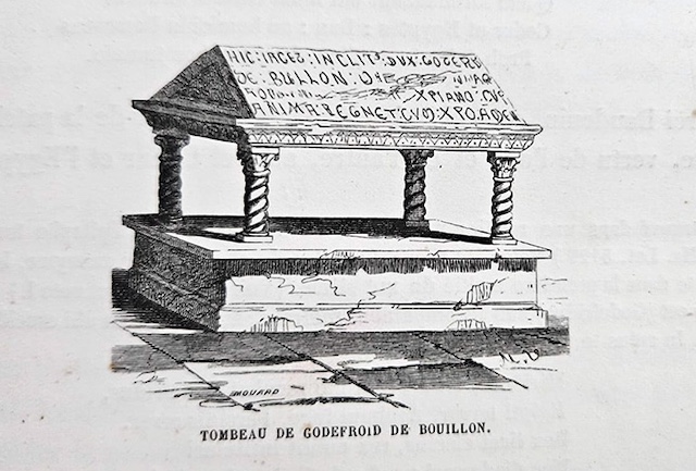 Tomba di Goffredo di Buglione, disegno di Melchior de Vogüé, in <i> Les Eglises de la Terre Sainte</i>, Parigi, 1860
